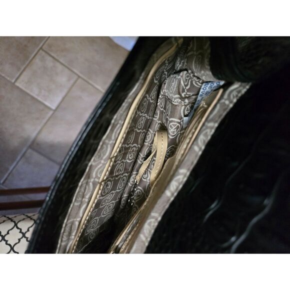 Marc Fisher Crocodile Embossed Black Handbag Long Strap Convertible Vegan Purse - Picture 5 of 6